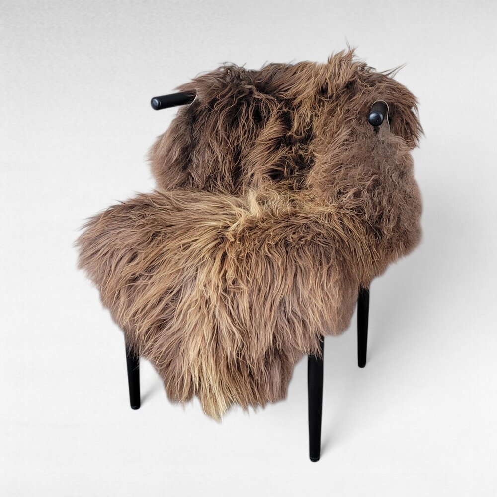 Genuine Icelandic Sheepskin Rug Rusty Brown Blonde Highlights 50" x 33"